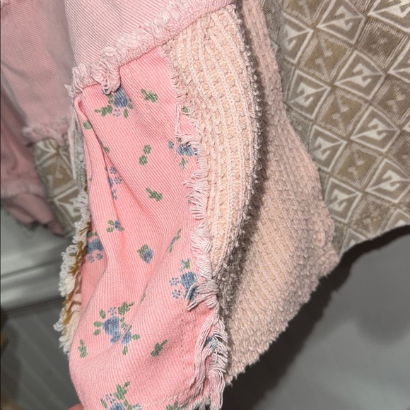 POL Pink jacket Patchwork boho raw hem floral denim jean button up boutique - Picture 6 of 7